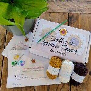 Sunflower Granny Square Crochet Kit