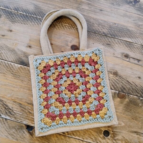 Square Jute Small Lunch Bag - Image 6