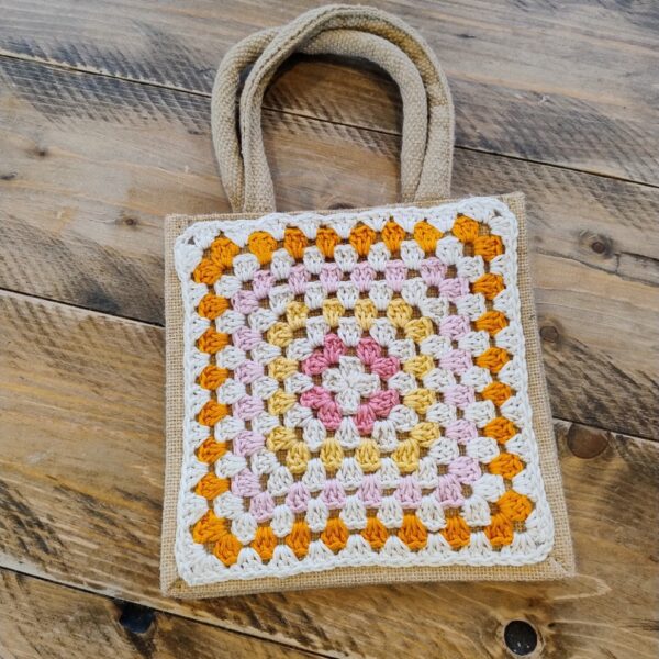 Square Jute Small Lunch Bag - Image 5