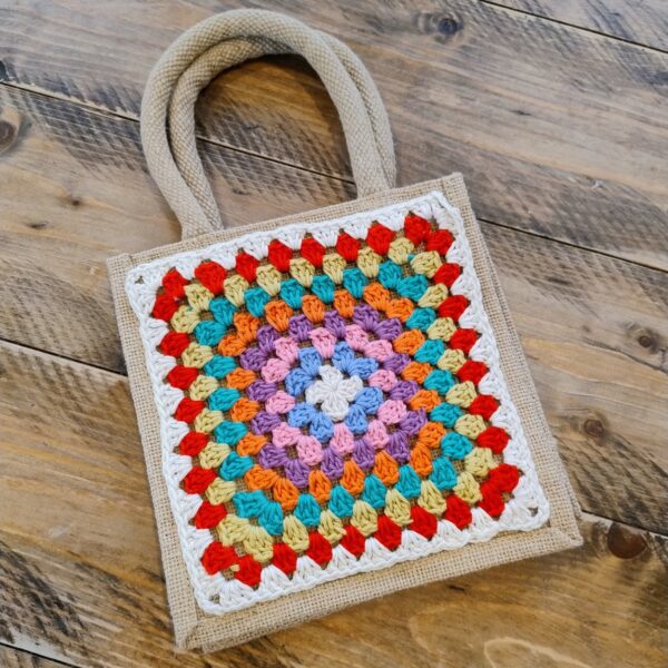 Square Jute Small Lunch Bag - Image 2