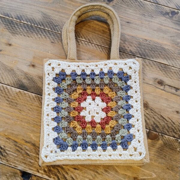 Square Jute Small Lunch Bag - Image 4