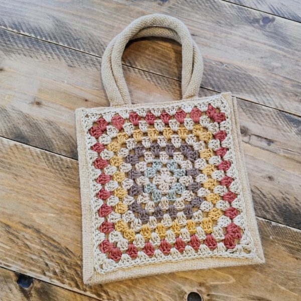 Square Jute Small Lunch Bag - Image 3