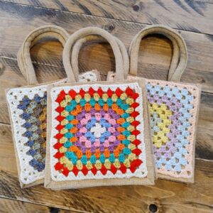 Square Jute Small Lunch Bag